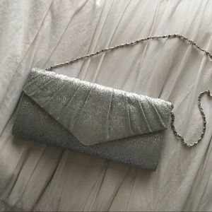 Silver Clutch with Chain strap